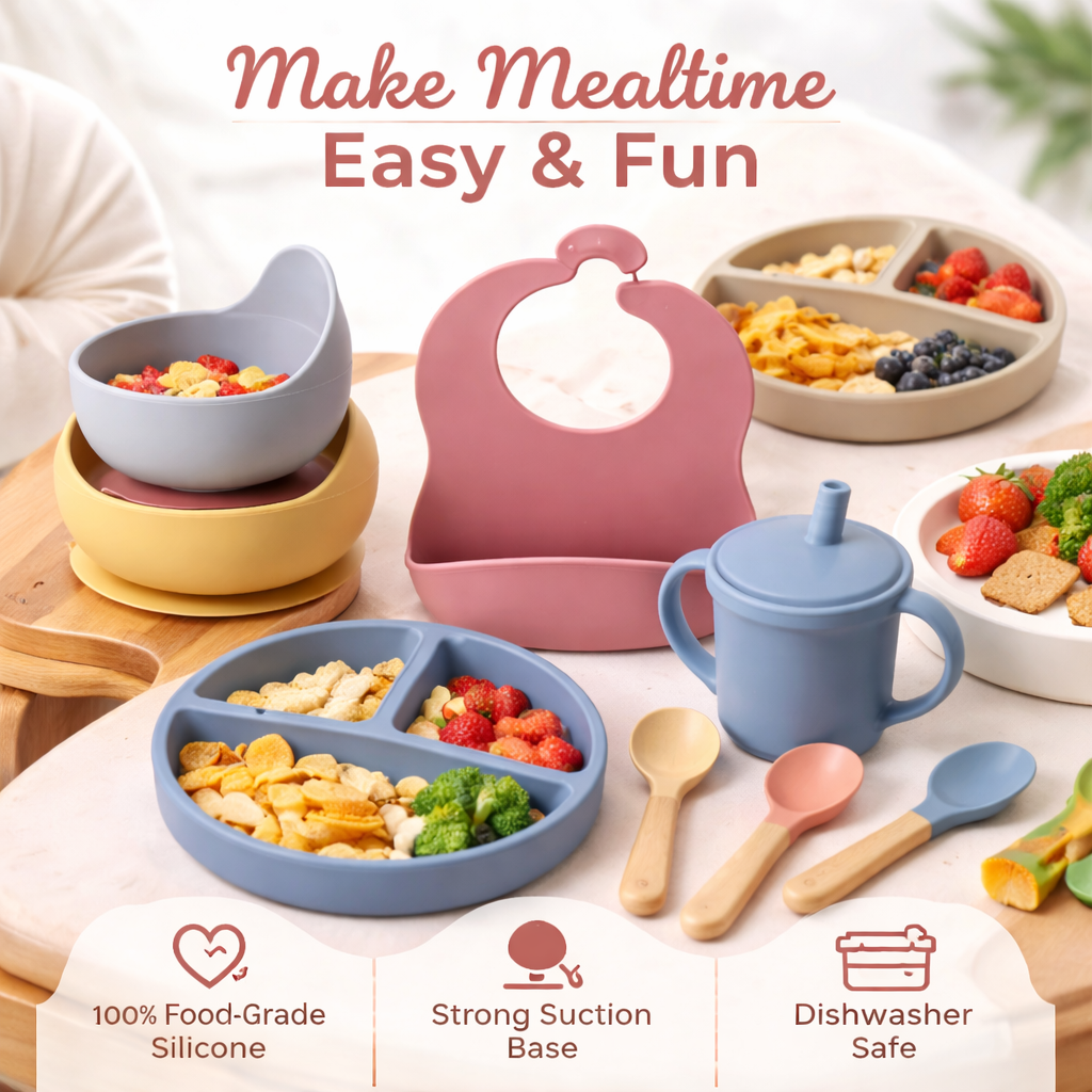 CrescentNest Silicone Feeding Set | 8 Piece